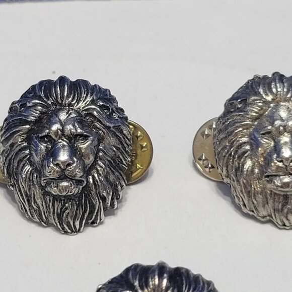 Vintage Silver Metal Lion Head Tie Pins Lot of 5 - Picture 2 of 5